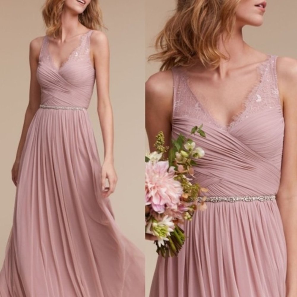Hitherto Blush Pink BrisesMaid Maxi Gown Dress 10